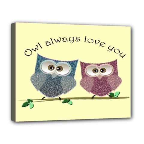 Owl Always Love You, Cute Owls 11  X 14  Framed Canvas Print by DigitalArtDesgins