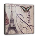 Vintage Scripts Floral Scripts Butterfly Eiffel Tower Vintage Paris Fashion Mini Canvas 8  x 8  (Framed) View1