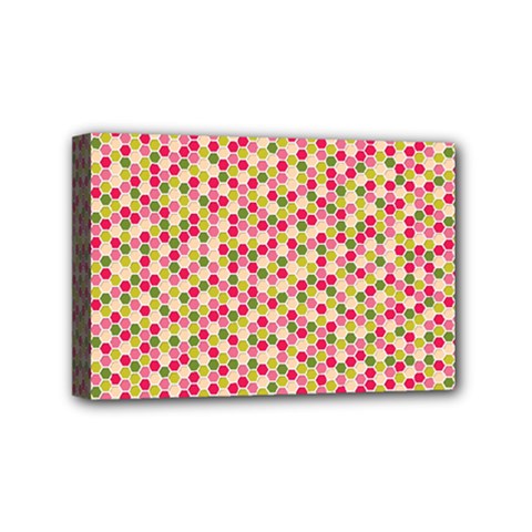 Pink Green Beehive Pattern Mini Canvas 6  X 4  (framed) by Zandiepants