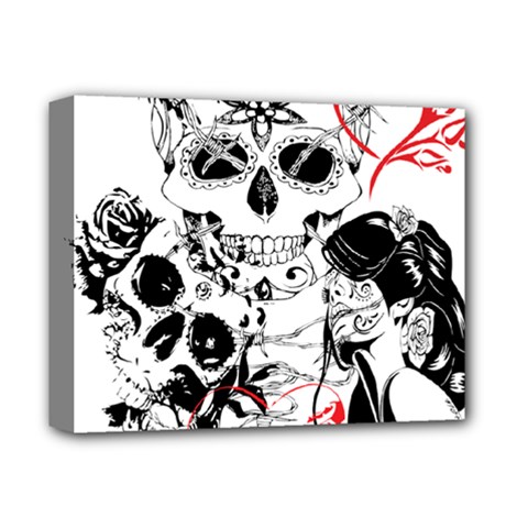 Skull Love Affair Deluxe Canvas 14  X 11  (framed) by vividaudacity