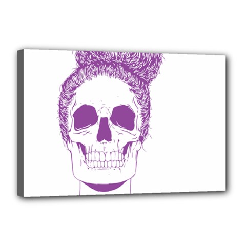 Purple Skull Bun Up Canvas 18  X 12  (framed) by vividaudacity