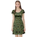 Luxury Abstract Golden Grunge Art Short Sleeved Skater Dress View1