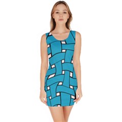 Blue Distorted Weave Bodycon Dress