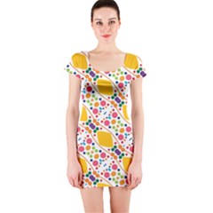 Dots And Rhombus Short Sleeve Bodycon Dress