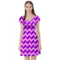 Modern Retro Chevron Patchwork Pattern Short Sleeve Skater Dress View1