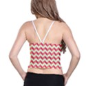 Mint Pink Modern Retro Chevron Patchwork Pattern Women s Spaghetti Strap Bra Top View2