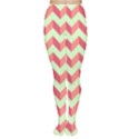 Mint Pink Modern Retro Chevron Patchwork Pattern Tights View1