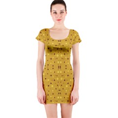 Colorful Abstract Pattern Short Sleeve Bodycon Dress