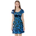 Florescent Blue Cheetah  Short Sleeve Skater Dress View1