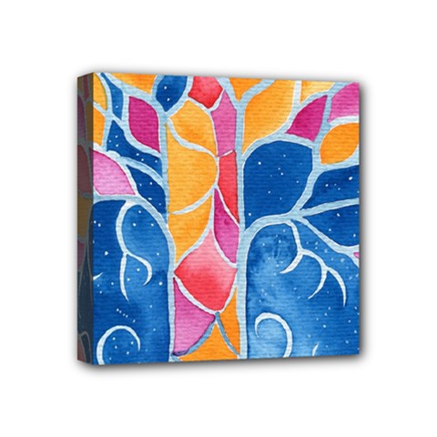Yellow Blue Pink Abstract  Mini Canvas 4  X 4  (framed) by OCDesignss