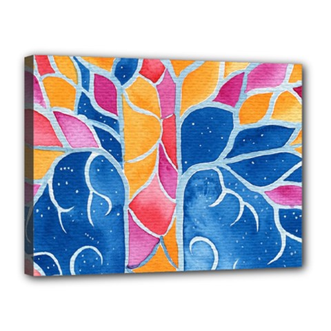Yellow Blue Pink Abstract  Canvas 16  X 12  (framed) by OCDesignss