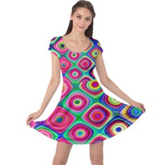 Psychedelic Checker Board Cap Sleeve Dress