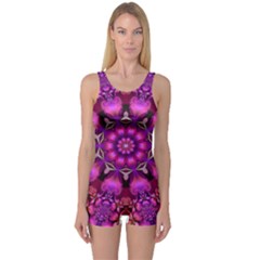 Pink Fractal Kaleidoscope  One Piece Boyleg Swimsuit
