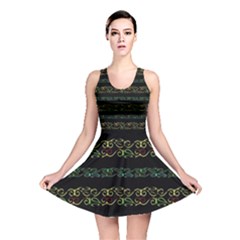 Modern Lace Stripe Pattern Reversible Skater Dress