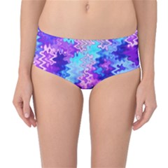 Blue And Purple Marble Waves Mid-waist Bikini Bottoms