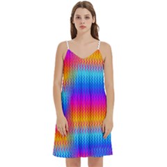 Psychedelic Rainbow Heat Waves Women s Reversible Sports Bra With Border