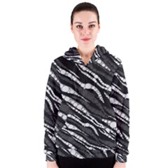 Black&white Zebra Abstract  Women s Zipper Hoodies