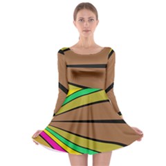Symmetric Waves Long Sleeve Skater Dress