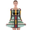Mirrored rectangles in retro colors Long Sleeve Skater Dress View1