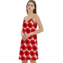 Red Peony Flower Pattern Women s Reversible Sports Bra with Border View2