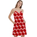 Red Peony Flower Pattern Women s Reversible Sports Bra with Border View3