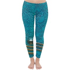 Wonderful Decorative Design With Floral Elements Winter Leggings