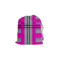 Florescent Pink Grey Abstract  Drawstring Pouches (Small)  View1