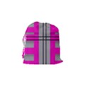 Florescent Pink Grey Abstract  Drawstring Pouches (Small)  View2