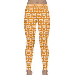 Yellow And White Owl Pattern Yoga Leggings