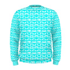 Aqua Turquoise And White Owl Pattern Men s Sweatshirts