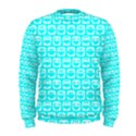 Aqua Turquoise And White Owl Pattern Men s Sweatshirts View1