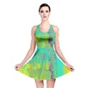 Abstract in Turquoise, Gold, and Copper Reversible Skater Dresses View1