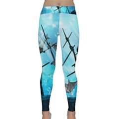 Underwater World With Shipwreck And Dolphin Yoga Leggings