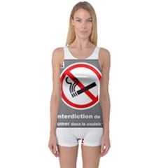 No Smoking  One Piece Boyleg Swimsuit by MRTACPANS