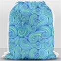 Abstract Blue Wave Pattern Drawstring Bag (Large) View1
