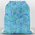 Abstract Blue Wave Pattern Drawstring Bag (Large) View2