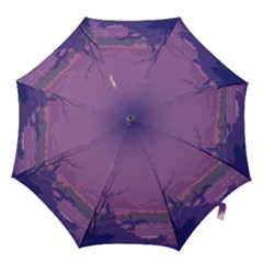 Abstract Tropical Birds Purple Sunset Hook Handle Umbrellas (large) by WaltCurleeArt