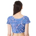 Festive Chic Light Blue Glitter Shiny Glamour Sparkles Short Sleeve Crop Top (Tight Fit) View2