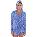 Festive Chic Light Blue Glitter Shiny Glamour Sparkles Women s Long Sleeve Hooded T-shirt View1