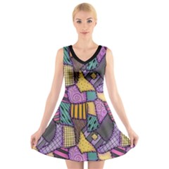 Ragdoll Scraps V-neck Sleeveless Dress