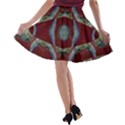 Fancy Maroon Blue Design A-line Skater Skirt View2