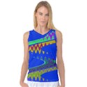 Colorful Wave Blue Abstract Women s Basketball Tank Top View1