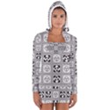 Black And White Women s Long Sleeve Hooded T-shirt View1