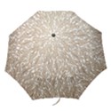 Brown Ombre feather pattern, white, Folding Umbrella View1