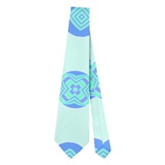 Pastel Turquoise Blue Retro Circles Neckties (two Side) 