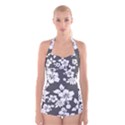 Gray Hawaiian Boyleg Halter Swimsuit  View1