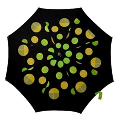 Green Abstract Circles Hook Handle Umbrellas (small) by Valentinaart