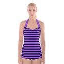 Purple Stripes Boyleg Halter Swimsuit  View1