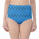 Blue Wavy Squiggles High-Waist Bikini Bottoms View1
