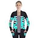 Cyan abstract design Women s Open Front Pockets Cardigan(P194) View1